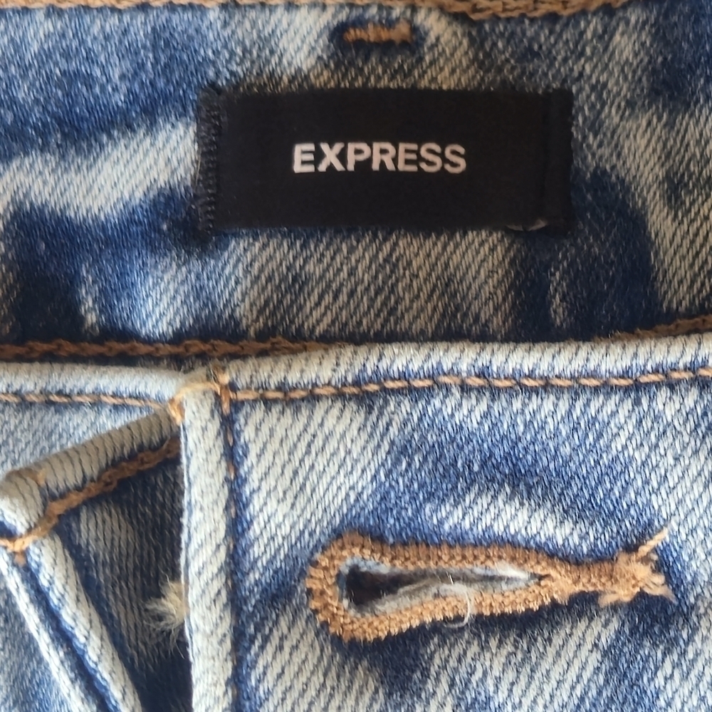 Express 70s Flare Mid Rise Stretch Light Blue Flare Jeans Size 2R - Picture 5 of 11